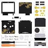 Capa De Substituição Personalizada Ips Ready Upgrade Extremerate Para Gameboy Advance Sp Gba Sp – The Great Golden Wave Off Kanagawa – Preto Compatível Com Ips E Lcd Padrão – Sem Console E Tela