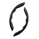 Capa De Volante Fibra De Carbono Protetora Decorativa Adaptável Universal Antiderrapante 2 Peças  Preto 