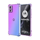 Capa Para Motorola Moto Edge 30 Neo Capinha - Apa Colorida Gradiente à Prova De Quedas Com Protetor De Tela Temperado - Roxo E Azul