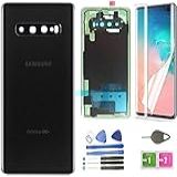 Capa Traseira De Vidro Para Samsung Galaxy S10 Plus  à Prova D água  Com Lente De Câmera E Moldura   Peças De Fita Para S10  SM G975U W F DS  Prisma Preto 
