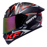 Capacete De Moto Bieffe Masculino Feminino Fechado Esportivo Tamanho Do Capacete 58 Cor B-12 Kf Preto Fosco E Vermelho
