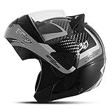 CAPACETE ESCAMOTEÁVEL PRO TORK V PRO JET 2 CARBON PRETO   CINZA TAM  60