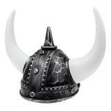 Capacete Medieval Viking Real Prateado Com Chifres