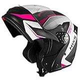 Capacete Mixs Gladiator Neo Brilhante Escamoteavel Articulado Robocop Rosa 56