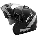 Capacete Moto Mixs Captiva Route Articulado Escamoteável Robocop Com Viseira Interna Fumê Cinza Fosco 58