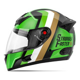 Capacete Para Moto Integral Etceter Stronger Faster Cor Verde Dourado Tamanho Do Capacete 56