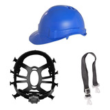 Capacete Proteção C Carneira Catraca E Jugular Trabalho Epi Cor Azul