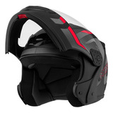 Capacete Robocop Escamoteável Fechado Mixs Gladiator Delta S Cor Cinza Vermelho Fosco Tamanho Do Capacete 62