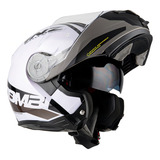 Capacete Robocop Moto Nzi Combi 2 Shock Branco Cor Preto branco Tamanho Do Capacete 59 60 l 