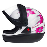 Capacete San Marino Femme Moto Integral Fechado Motoboy Flor Cor Branco Tamanho Do Capacete 60