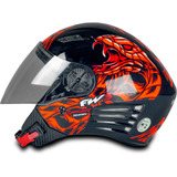 Capacete X Open Viper 56 Preto E Laranja Com Viseira Cristal