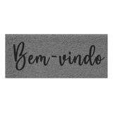Capacho De Porta Vinílico Estampado Bem vindo Cinza 70x30cm   Uzoo