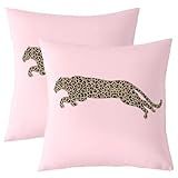 Capas De Almofada De Guepardo Africano  Estampa De Leopardo  Safári  Pele De Animal  56 X 56 Cm Para Meninos E Adolescentes  Fronhas Estilo Fazenda Para Carro Trailer  Capas De Travesseiro Rosa