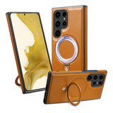Capinha Premium Couro Para Galaxy S23, S24 Suporte Magnético