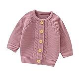 Cardigã De Tricô Para Bebês Meninas Meninos Suéter Quente Pulôver Tops Infantil Agasalhos Jaqueta Casaco Infantil (rosa, 0-3 Meses)