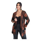 Cardigan Tricot Feminino Xadrez