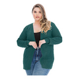Cardigans Casaco Plus Size Blusa Tricot Maxi Trança -050