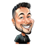 Caricatura Qualidade Profissional - Colorida/tons De Cinza