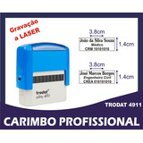 Carimbo Automático Personalizado Nome Profissão 4911 38x14mm Cor Da Tinta Preto Cor Do Exterior Azul
