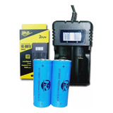 Carregador + 2 Baterias 26650 P/ Lanternas Táticas E Equipam