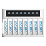 Carregador + 8 Pilhas Aa Recarregáveis Da Eneloop 2000 Mah