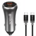 Carregador Celular Veicular 38w Usb Turbo Pd Com Cabo Tipo C