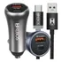 Carregador Celular Veicular Turbo 38w Usb C Cabo Micro Usb
