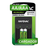 Carregador De Bateria Rayovac Maxi Aa E Aaa Com 2 Baterias Aa De 1,2 V