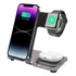 Carregador Indução 3 Em 1 Base Carregadora Rápida 15w Dock Station Apple Watch Airpod iPhone Cor Preto