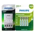 Carregador Philips + 4 Pilhas Palito Aaa Recarregável
