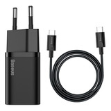 Carregador Rápido Usb-c Baseus Qc Pd 3.0 25w + Cabo Usb-c 1m