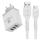 Carregador Triplo Branco cabo