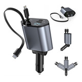 Carregador Turbo De Carro Retrátil Para iPhone Com 2cabo led