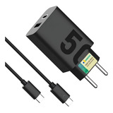 Carregador Turbopower 50w Usb c usb c Ultra Rápido Cor Preto