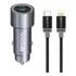 Carregador Veicular Turbo Duplo Pd 20w + Cabo Para iPhone Cor Preto