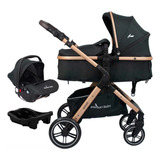 Carrinho Bebê Conforto +base Kansas Premium Baby Gold Black Cor Preto