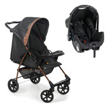 Carrinho Bebê Romano   Bebê Conforto Preto cobre Galzerano
