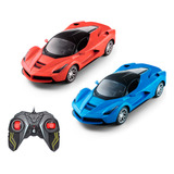 Carrinho Controle Remoto Carro Grande Brinquedo Infantil Ferrari Cor Azul Farol Led