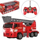 Carrinho Controle Remoto Corpo Bombeiro Resgate Escada Ou Guincho Luz Farol 360º Caminhão Bombeiro Infantil Anda Para Todas As Direções Combate Emergência Salvamento Escada