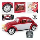 Carrinho Controle Remoto Fusca Clássico Recarregável Com Luz Vermelho Atacarejo Kids