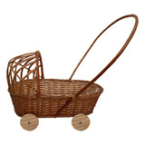 Carrinho De Bebê De Vime Grande Decorativo Para Festa Jardim