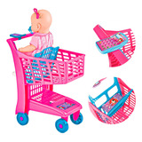 Carrinho De Boneca Infantil De Brinquedo Menina Market Pink
