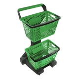 Carrinho De Compras Preto Cestos D 500 12kg Verde Dellaplast