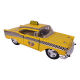 Carrinho De Ferro Fricção Taxi Amarelo Miniatura Coleção