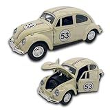 Carrinho De Ferro Fusca 53, Miniatura De Carro Colecionável, Abre Portas E Capô, Com Fricção, Bege, 12 Cm