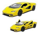Carrinho De Ferro Miniatura Lamborghini Countach Lpi 800-4, Abertura De Portas, Com Fricção, 12,7 Cm, Em Metal, 1/36, Pneus Em Borracha, Kinsmart (amarelo)
