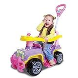 Carrinho De Passeio Jipe  Quadriciclo Infantil  Menina  Com Haste  Veiculo Andador Para Criança E Bebê  Maral  Jip Jip Rosa E Amarelo
