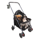 Carrinho De Passeio Pet Para Cães E Gatos Com Porta Copo Cor Preto