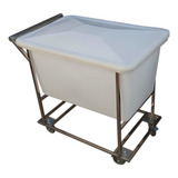 Carrinho Inox Cuba 180 L E Tampa Para Açougue  Mercado 