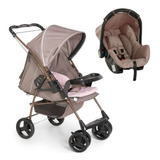 Carrinho Milano Capuccino Rosa Com Bebê Conforto   Galzerano Cor Cappuccino rosa Cor Do Chassi Cobre